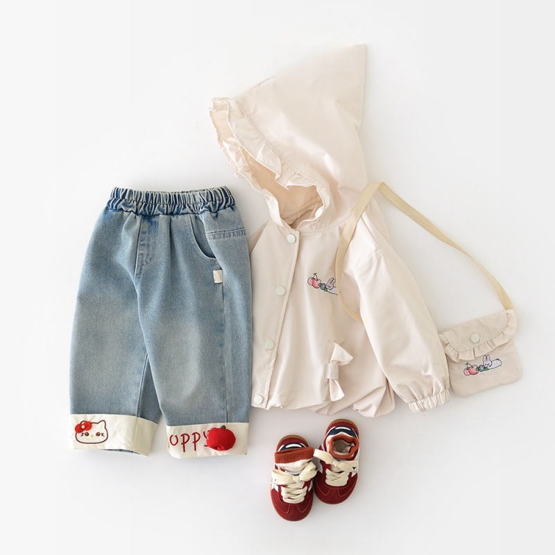 Baby Girl Cat Print Denim Pant