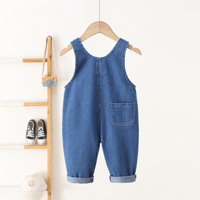 Baby Toddler Mushroom Print Ruffle Denim Overalls