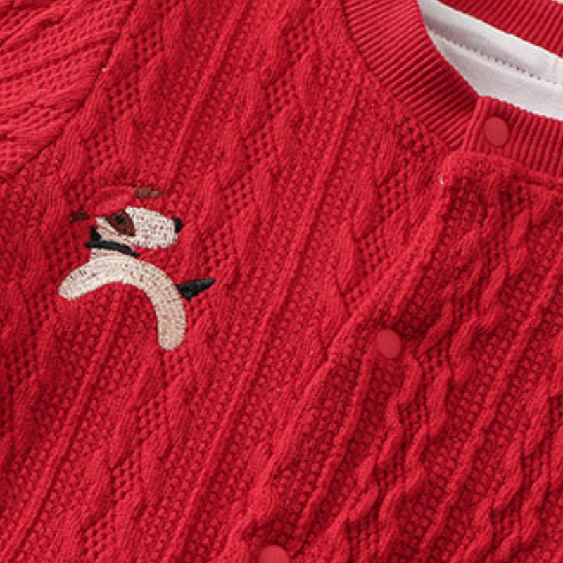 Baby Dog Print Sweater Double Layer Romper