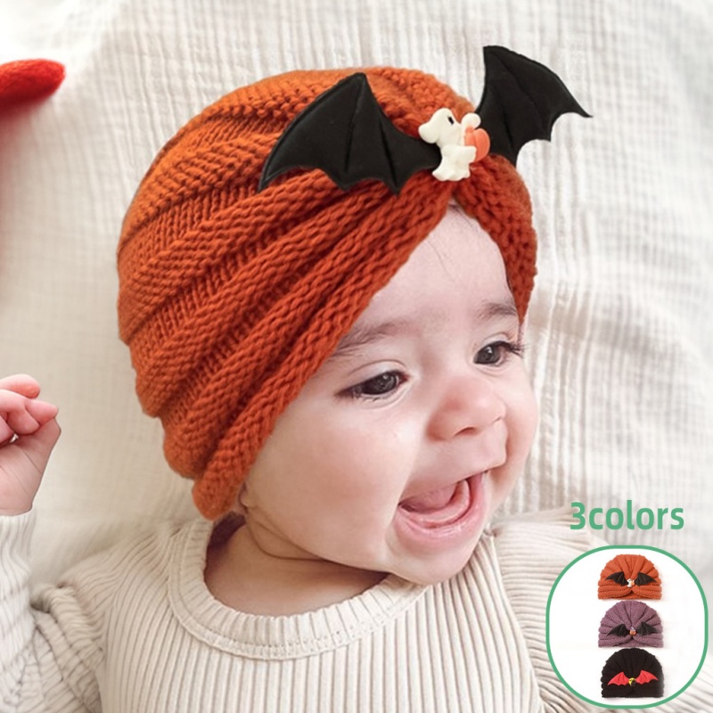 Baby Halloween Pumpkin Bat Knitted Hat