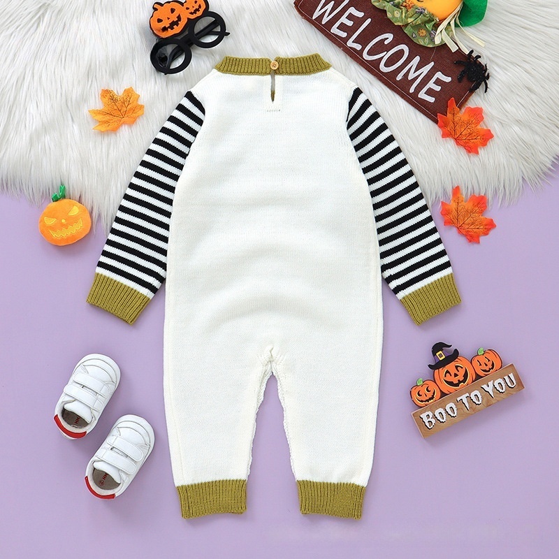 Baby Halloween Pumpkin Jacquard Romper
