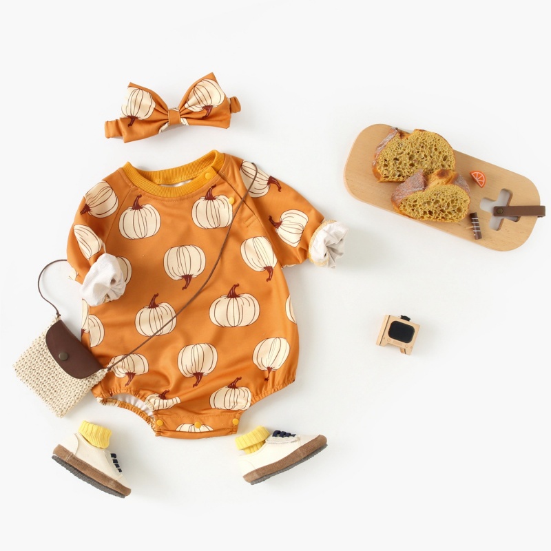 Baby Halloween Pumpkin Print Romper