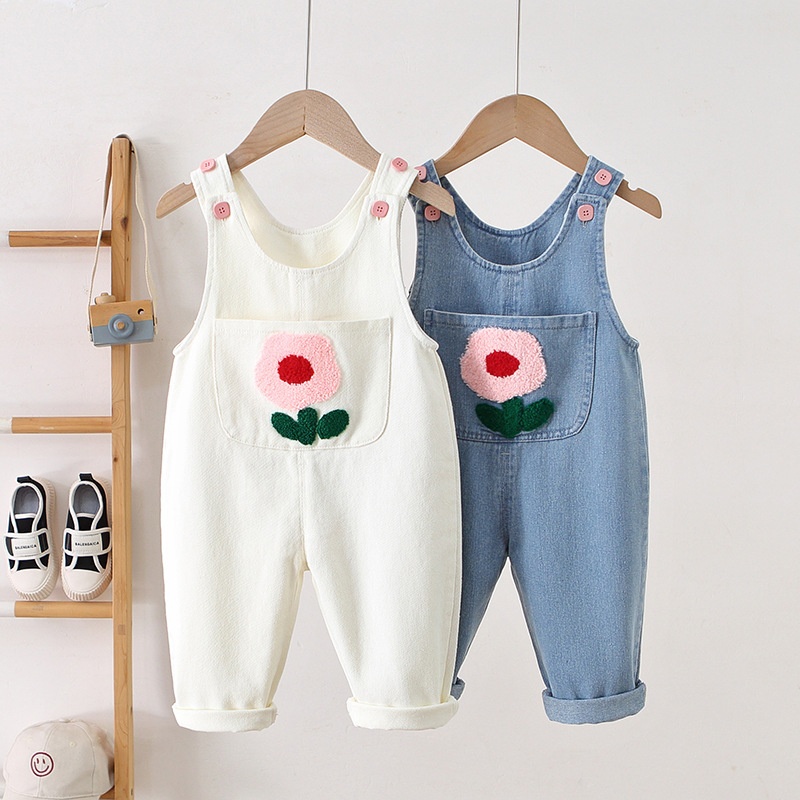 Baby Toddler Floral Embroidered Overalls