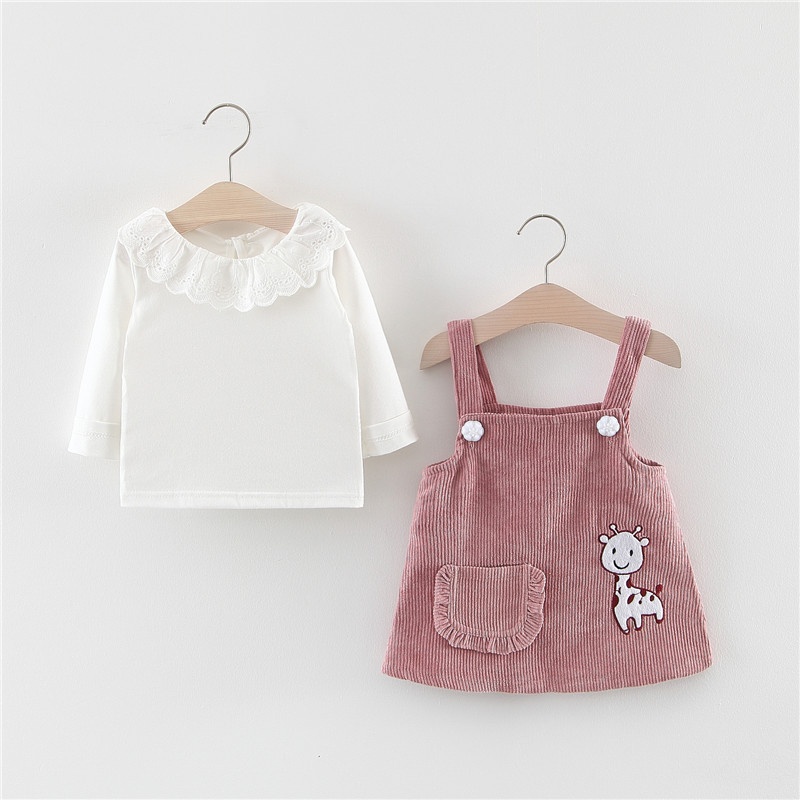 2-Piece Baby Girl T-Shirt and Overalls Set