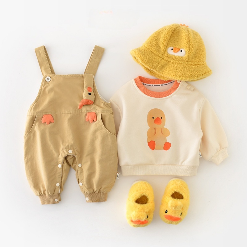 Baby Toddler Fleece-Lined Duck Sweatshirt & Overalls