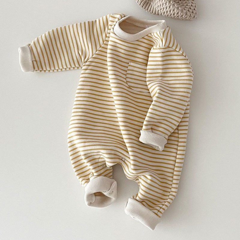 Baby Round Neck Striped Romper