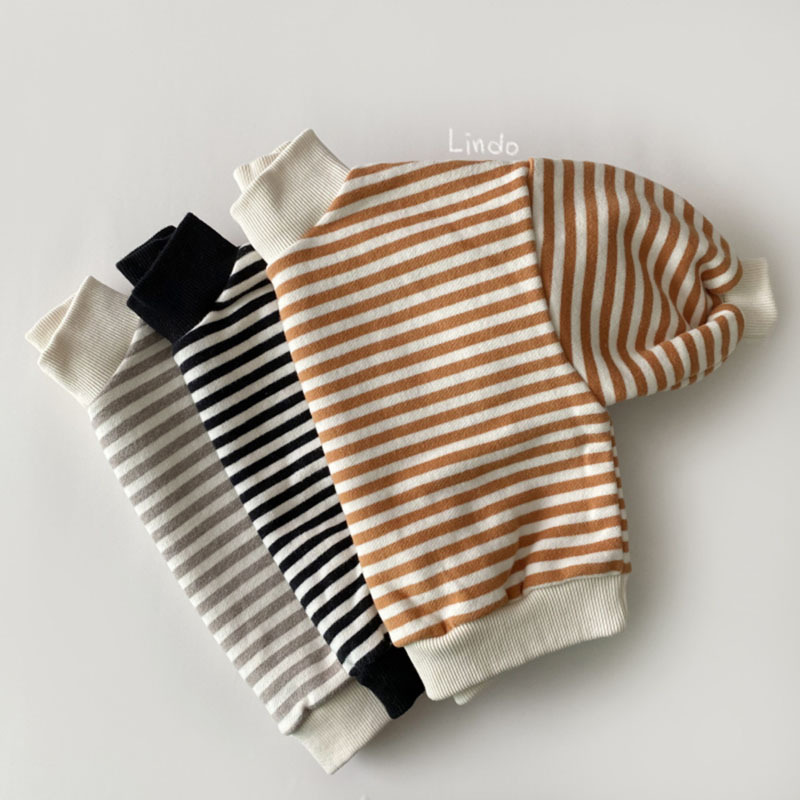 Baby High Collar Striped Fleece Lined Sweatshirt