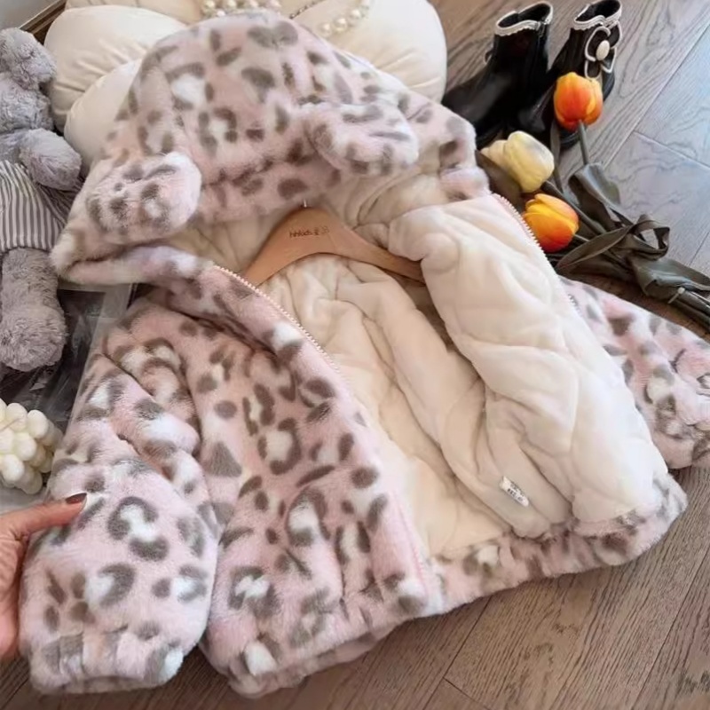 Baby kids' girl leopard print outerwear