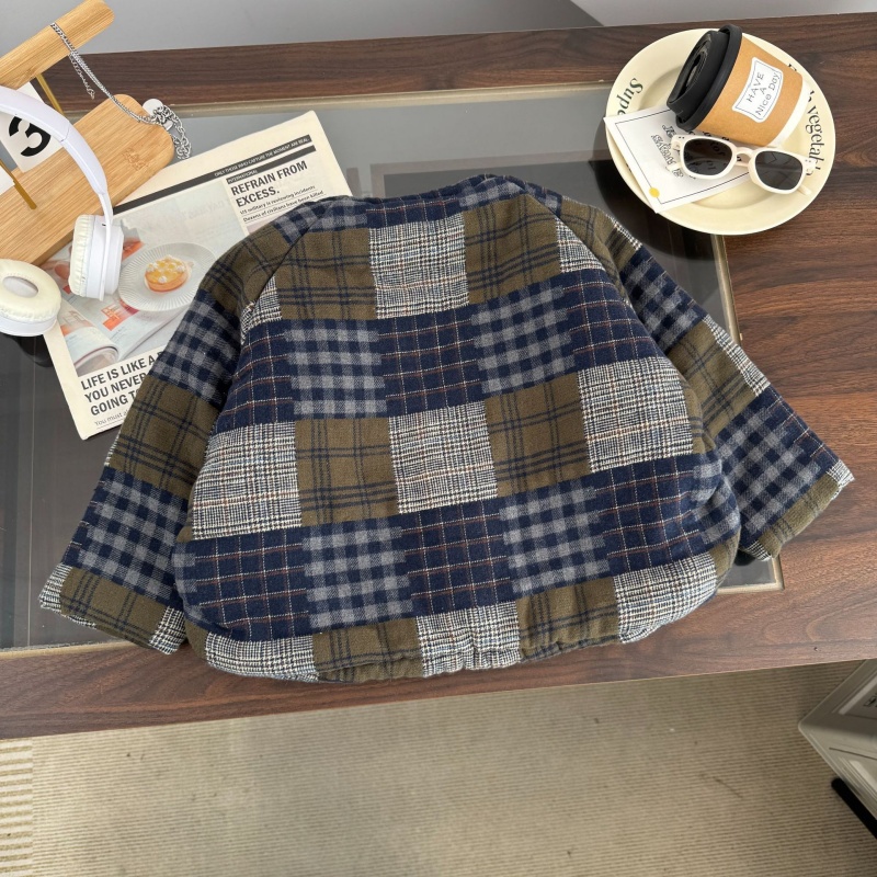 Kids Plaid Patchwork Warm-Weather Outerwear