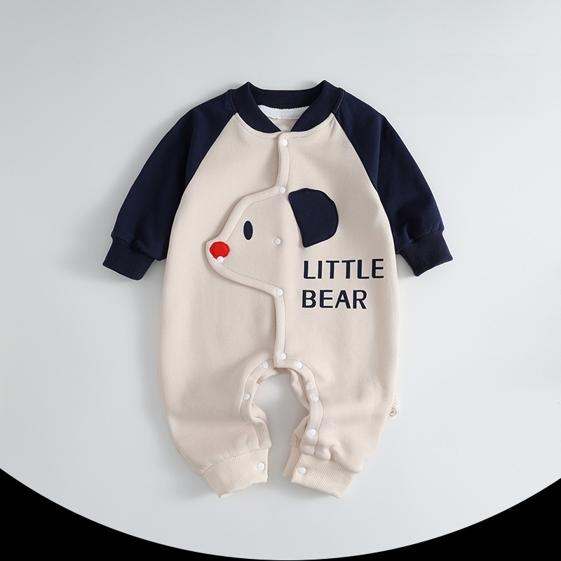 Baby Puppy Print Color-Block Romper