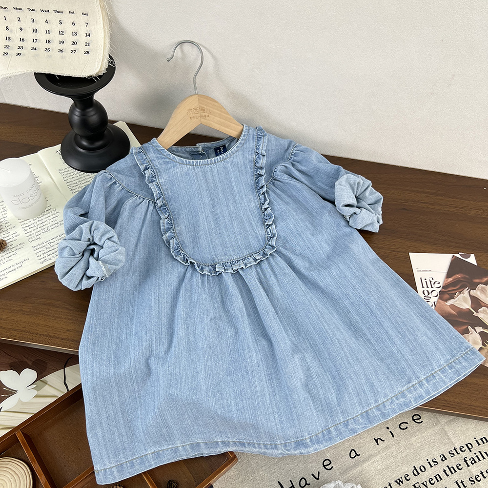 Baby Kids Girl Sweet Solid Color Denim Dress