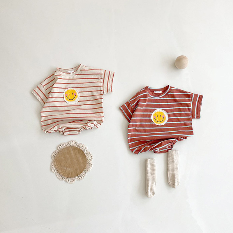 Baby Smiley-Face Striped Romper