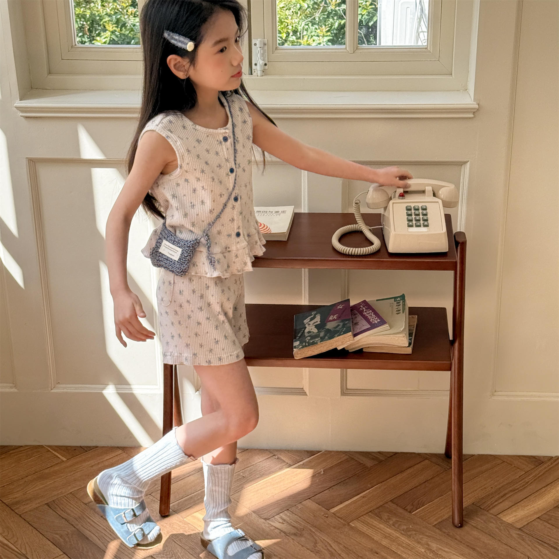 Kids Girl Cotton Ribbed Tank Top and Shorts Set