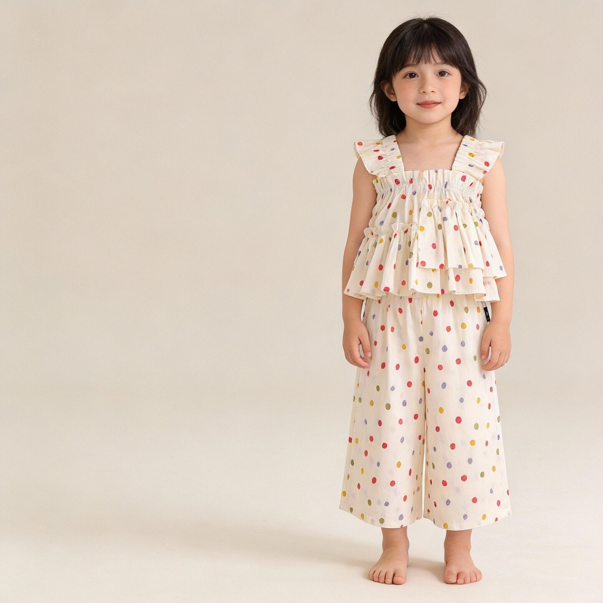 2-Piece Toddler Polka Dot Tank Top & Wide-Leg Pants Set