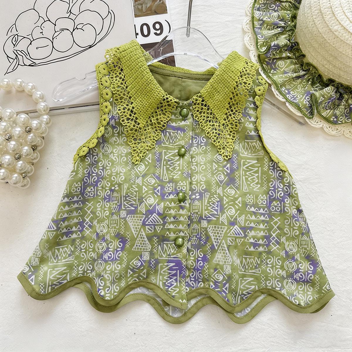 Baby& Kid Forest Lace Collar Top & Pant Sets