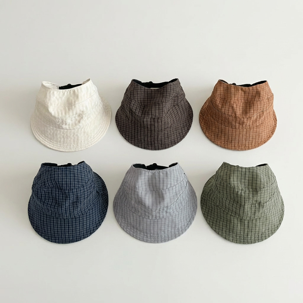 Baby Toddler Solid Color Plaid Big Eaves Open Top Hat