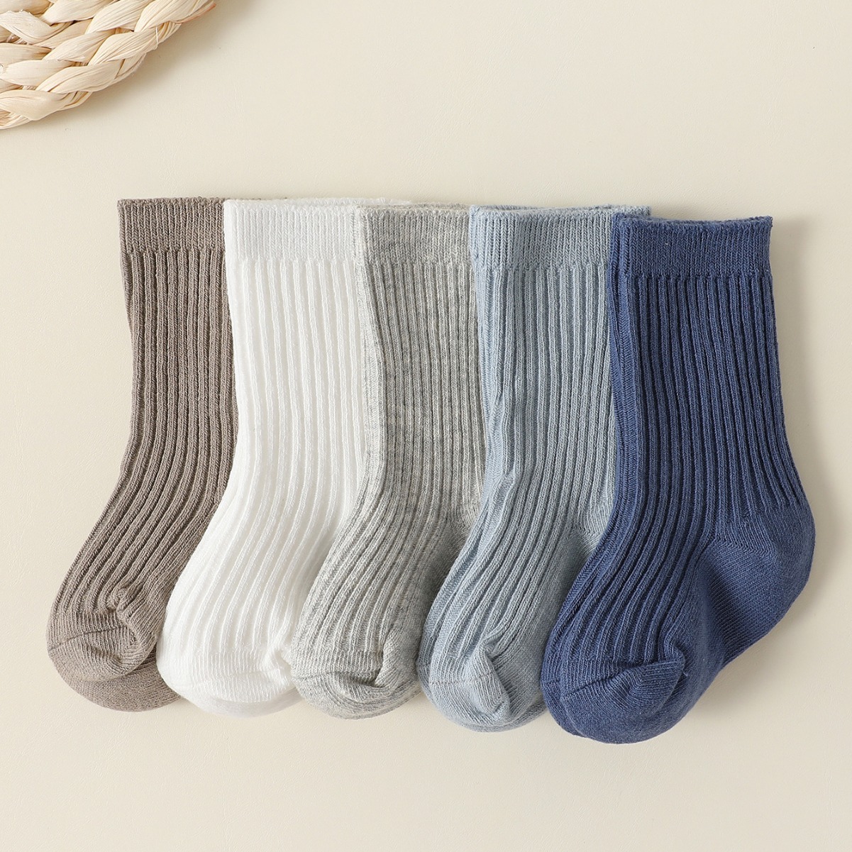 Baby& Kid Solid Color Stripes Mid-Calf Socks
