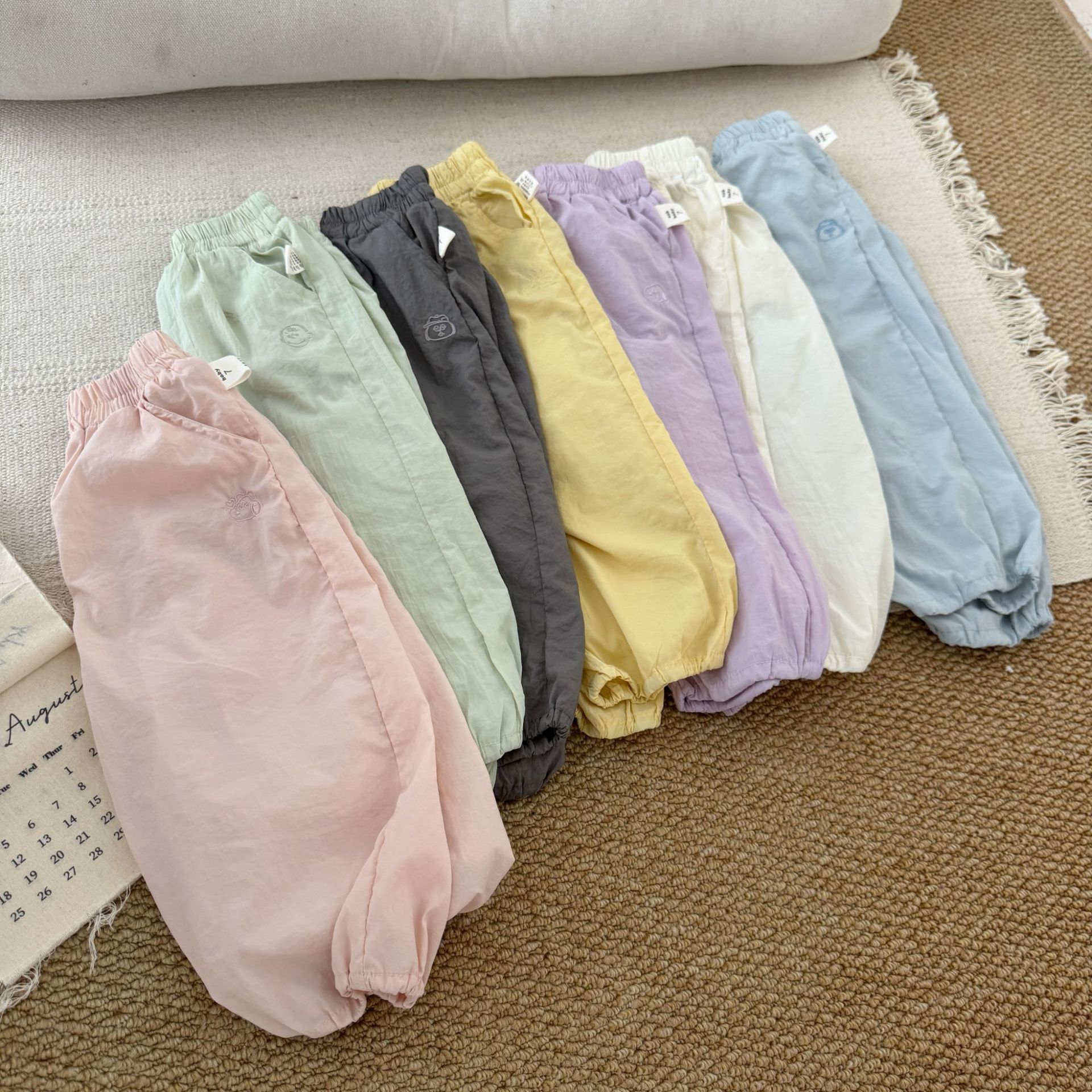 Kids Solid Color Cartoon Pattern Pants