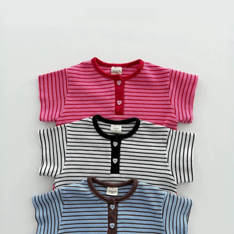 Baby Striped Casual Short Sleeve Romper