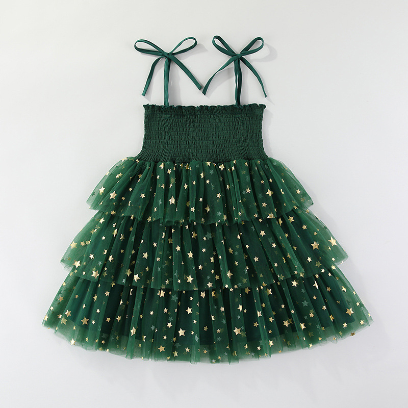 Kids Christmas Mesh Camisole Dress