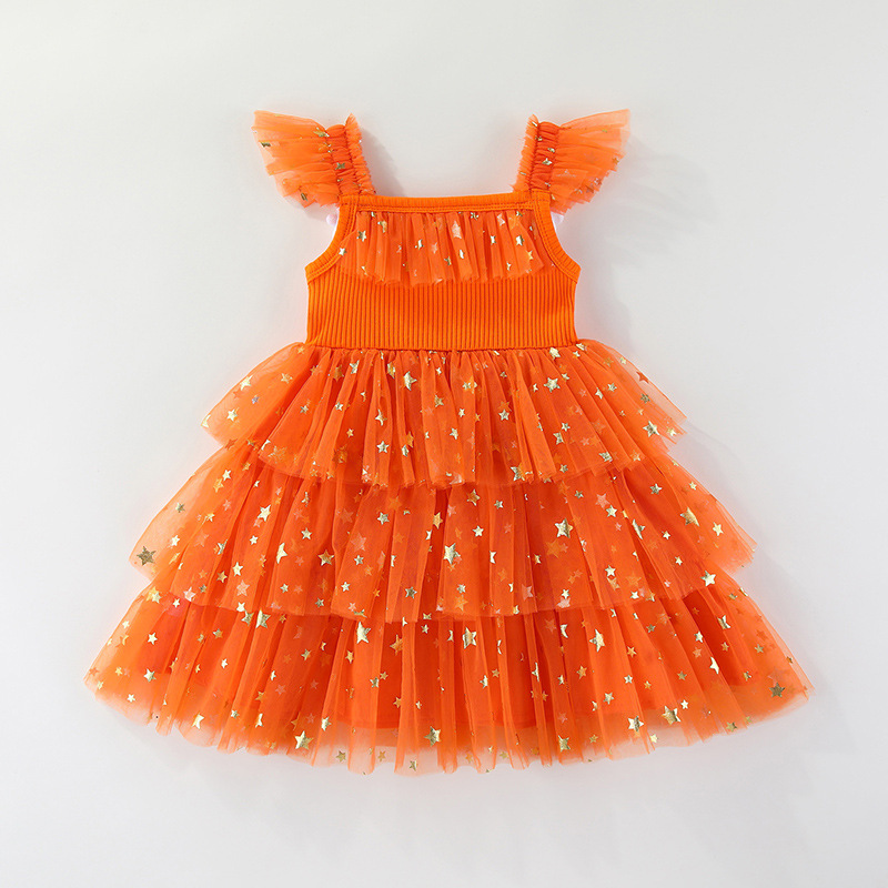 Kids Pumpkin Ghost Mesh Dress