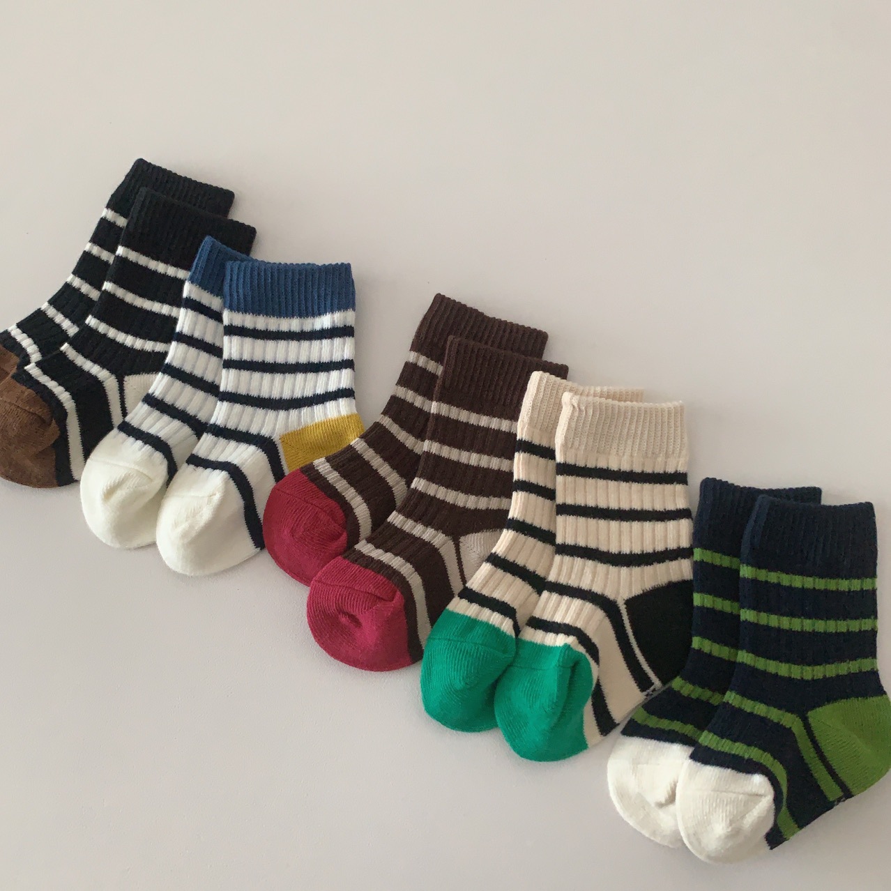 Baby Toddler Color Blocking Striped Mid-Calf Socks