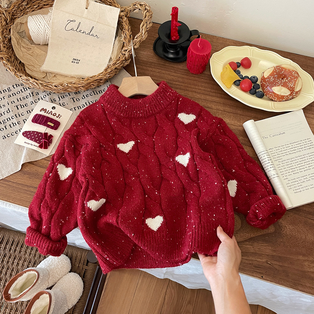 Kids Heart Knitting Sweater