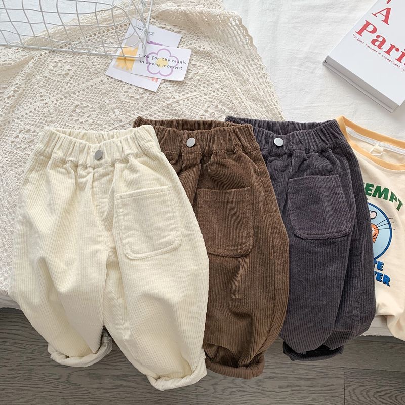 Kids Solid Color Corduroy Pants