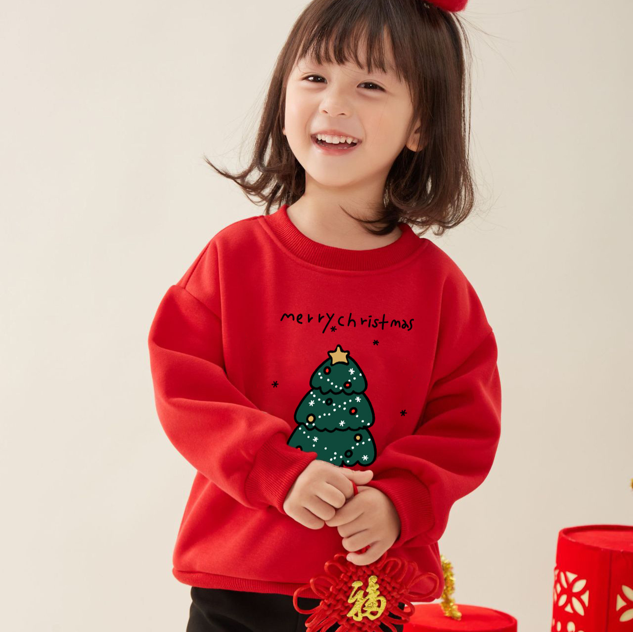 Kids Christmas Tree Fleece-Lined Sweatshir