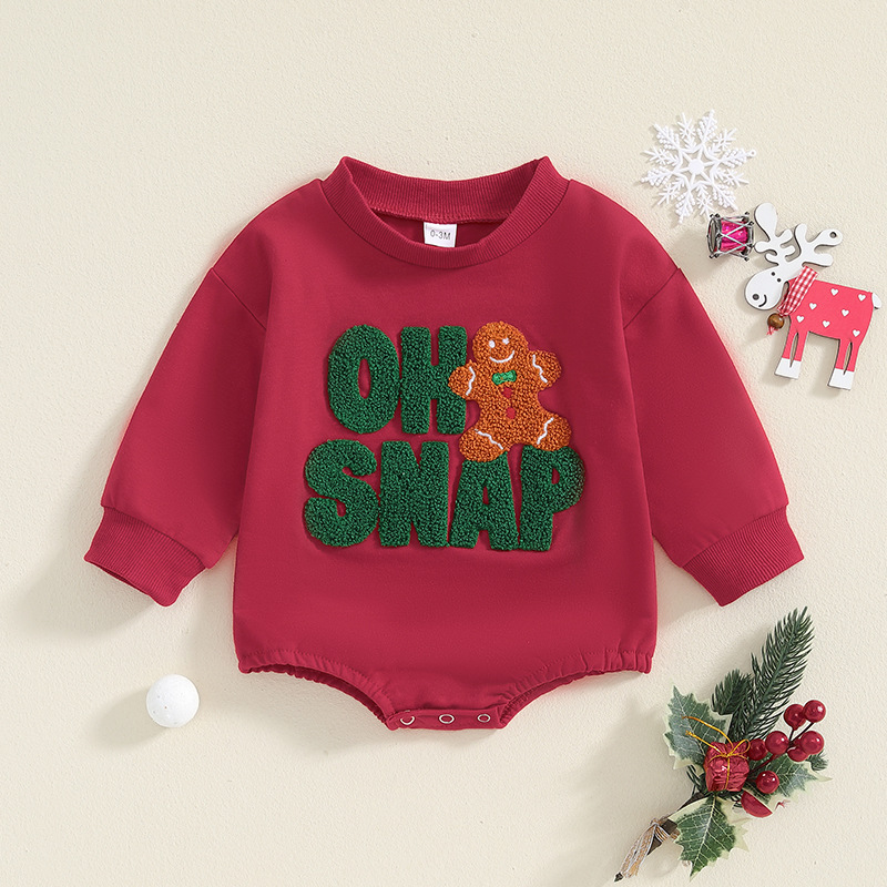 Baby Christmas Letter Embroidery Onesie