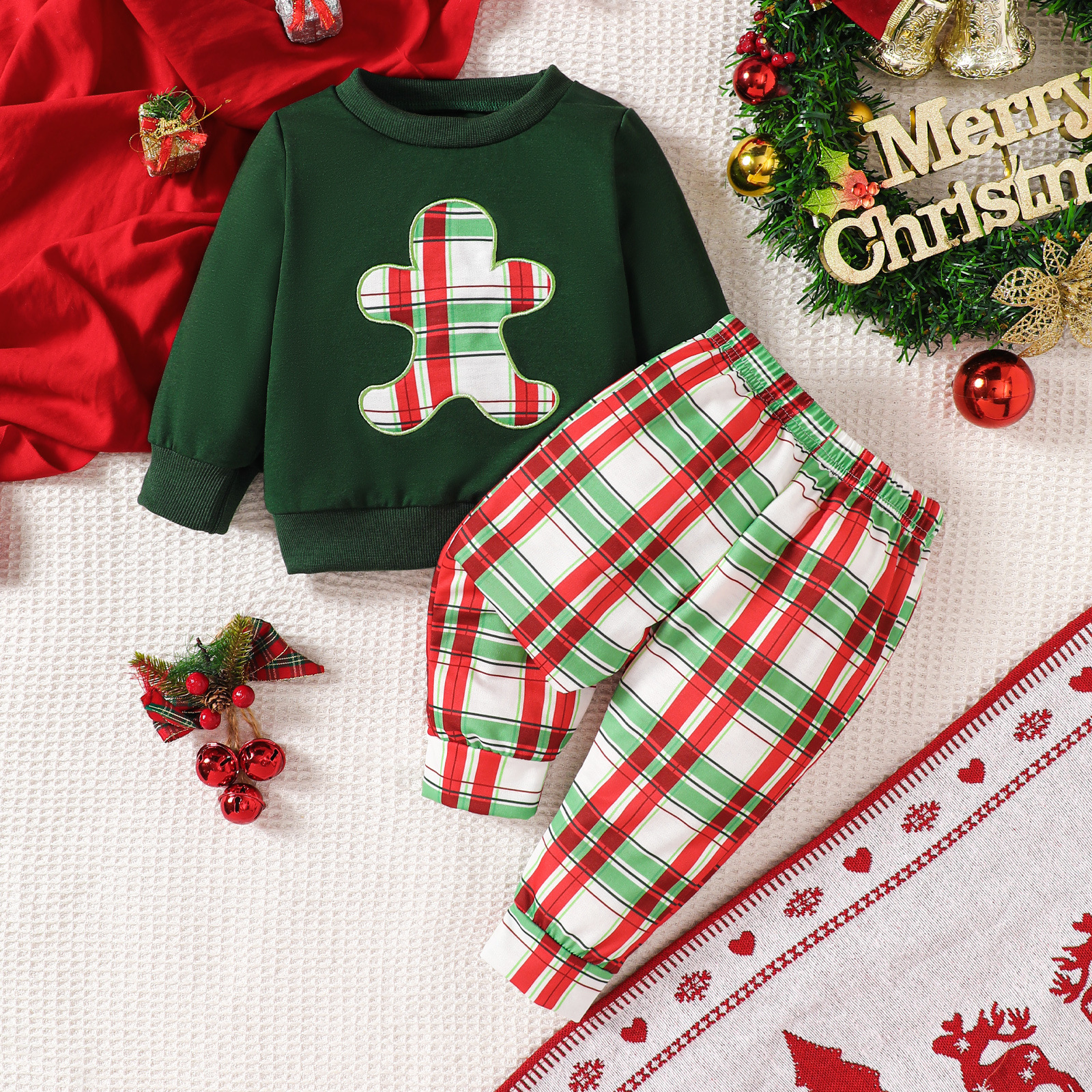 Baby Checkered Gingerbread Man 2-Piece Set