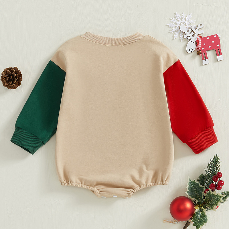 Baby Gingerbread Man Contrasting Colors Sleeve Onesie