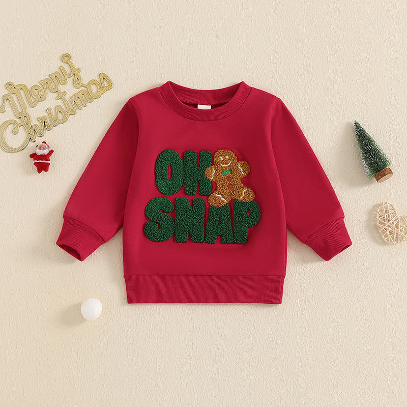 Baby Letter Gingerbread Man Embroidery Sweatshirt