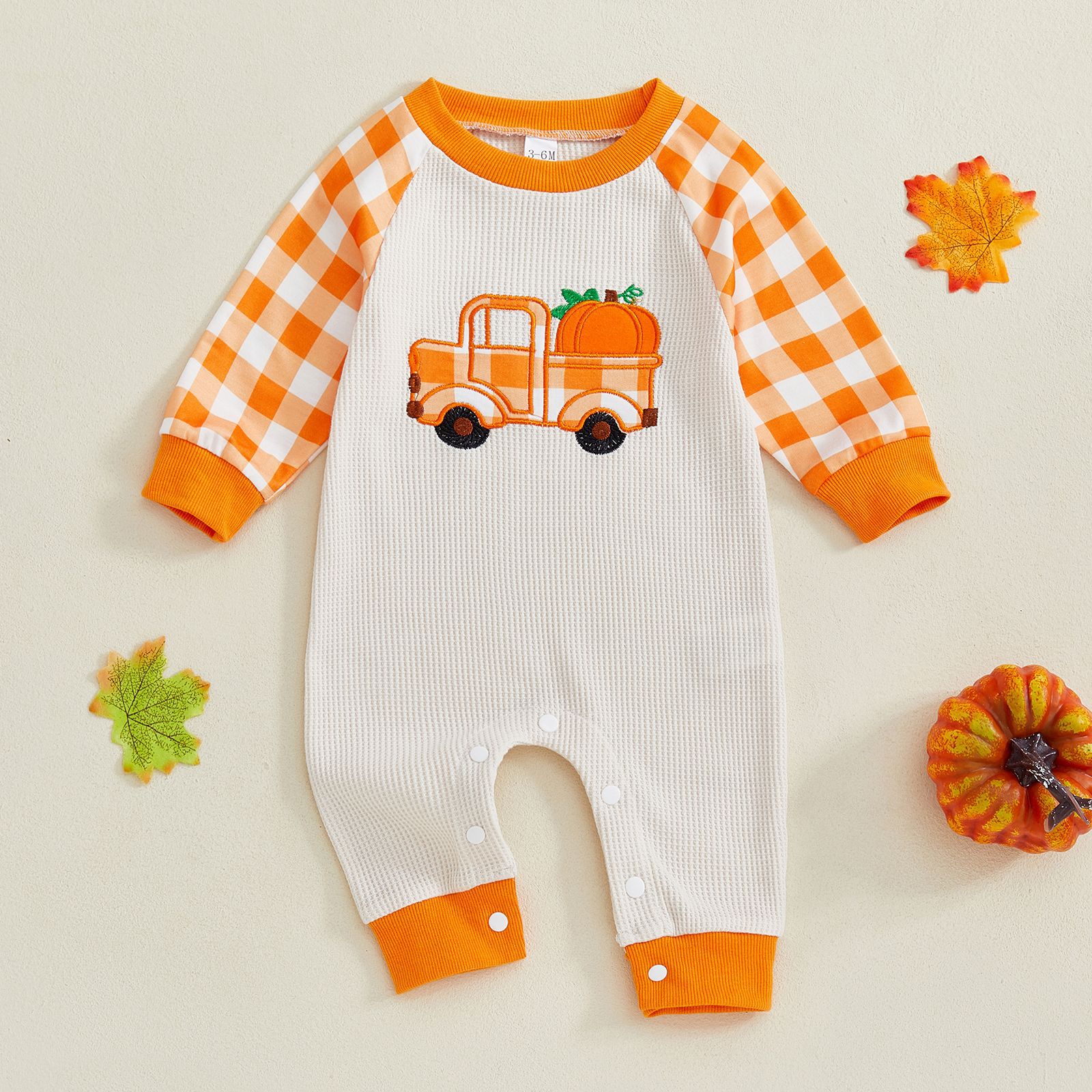 Baby Color Block Checkerboard Sleeves Romper