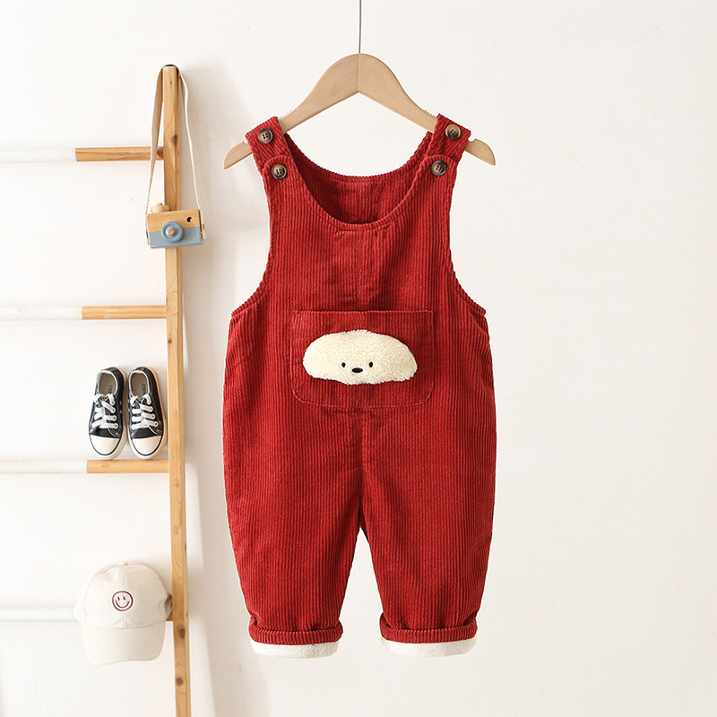 Kids Puppy Fleece Lined Overalls