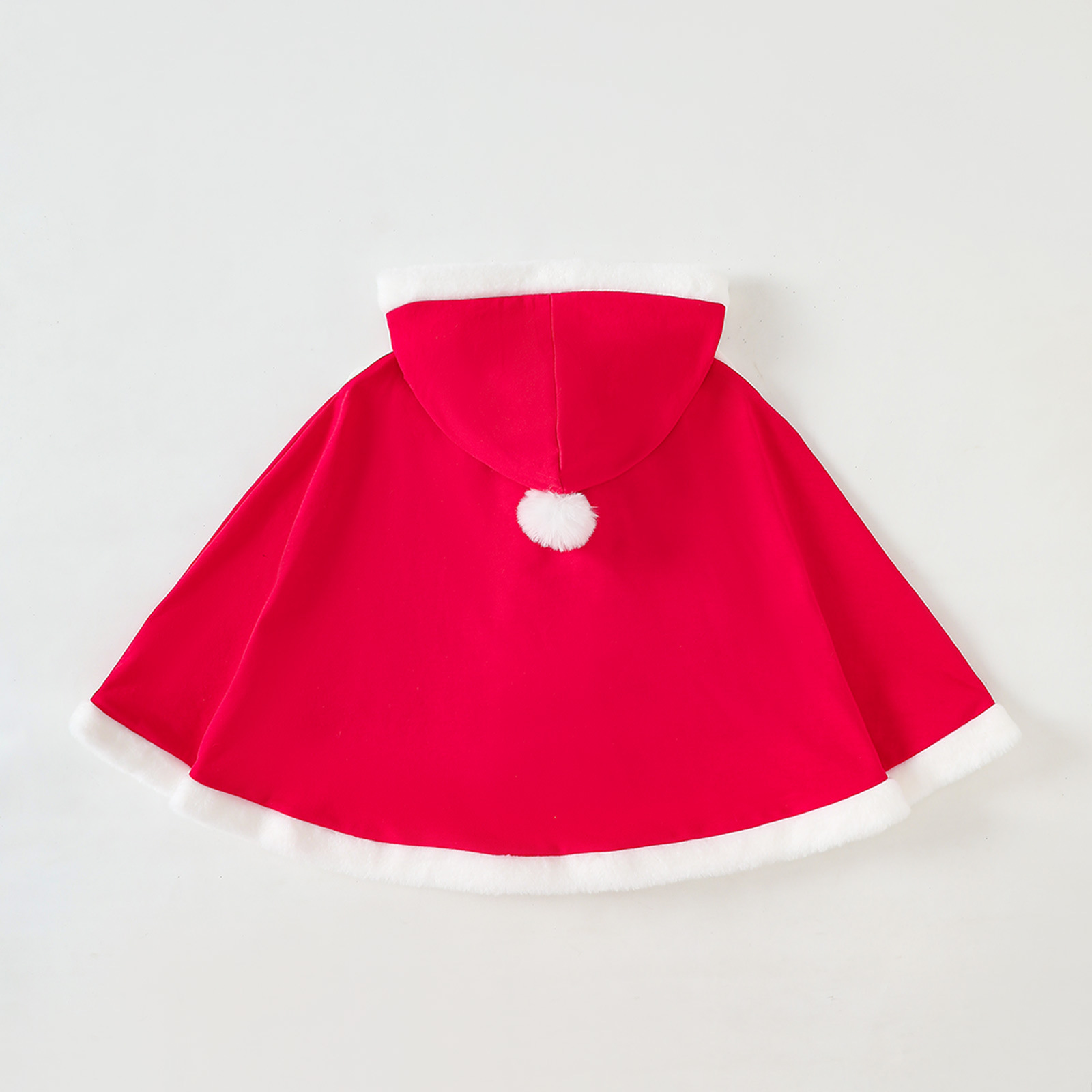 Kids Christmas Plush Trim Hooded Shawl 
