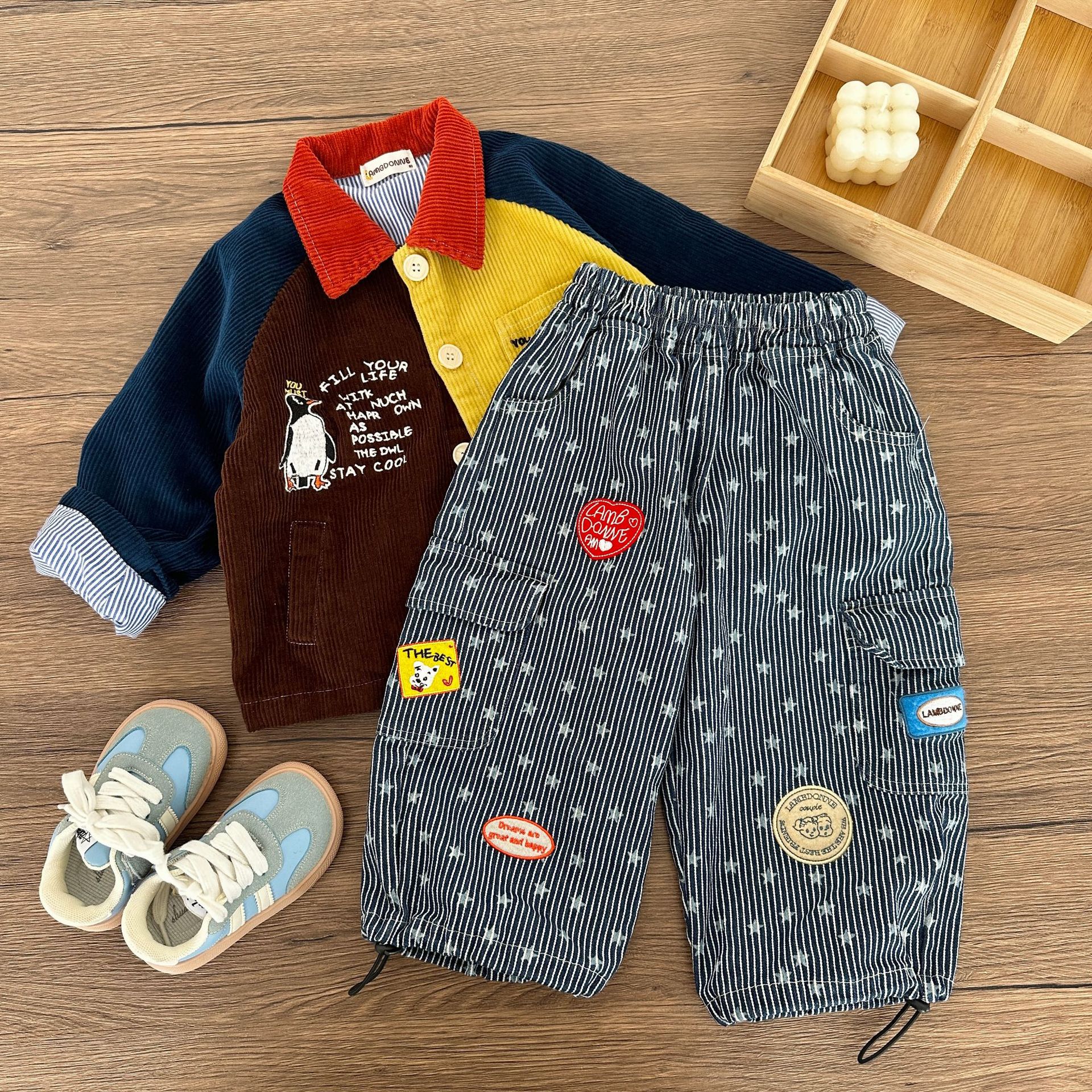 DailyBebe Kids Stripe Stars Pocket Pants