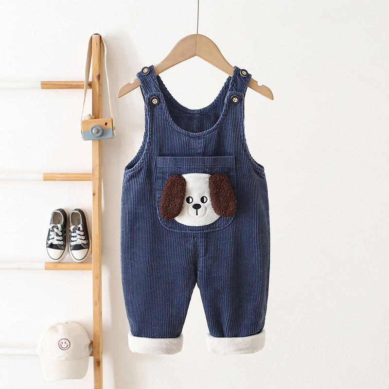 DailyBebe Kids Cartoon Dog Corduroy Overalls