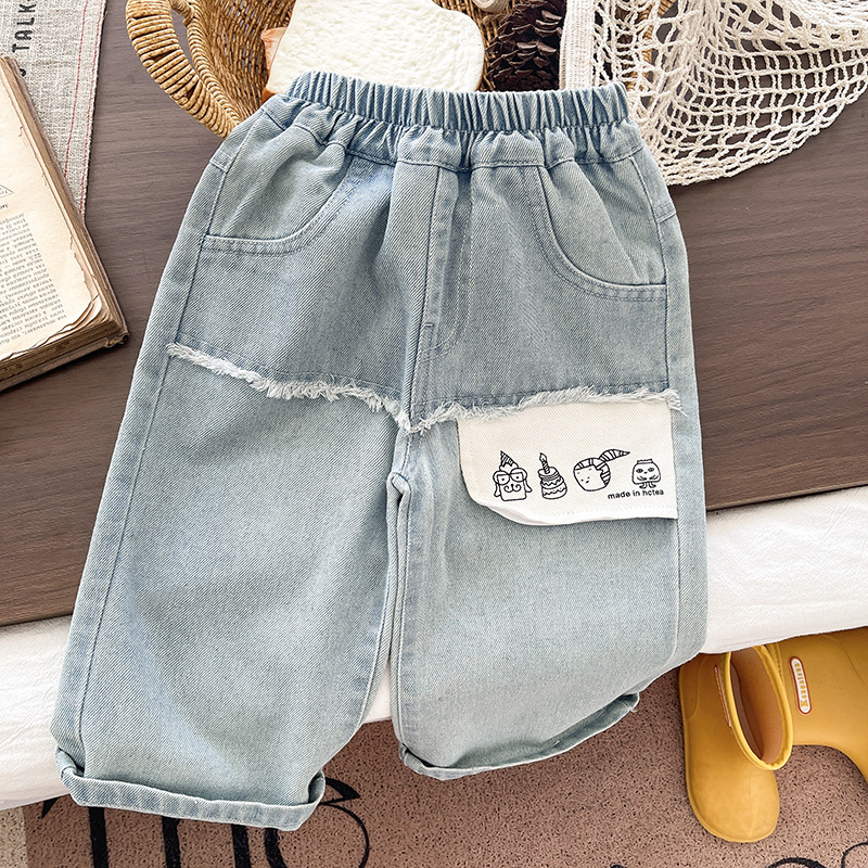 DailyBebe Kids Patch Straight Leg Denim Pants