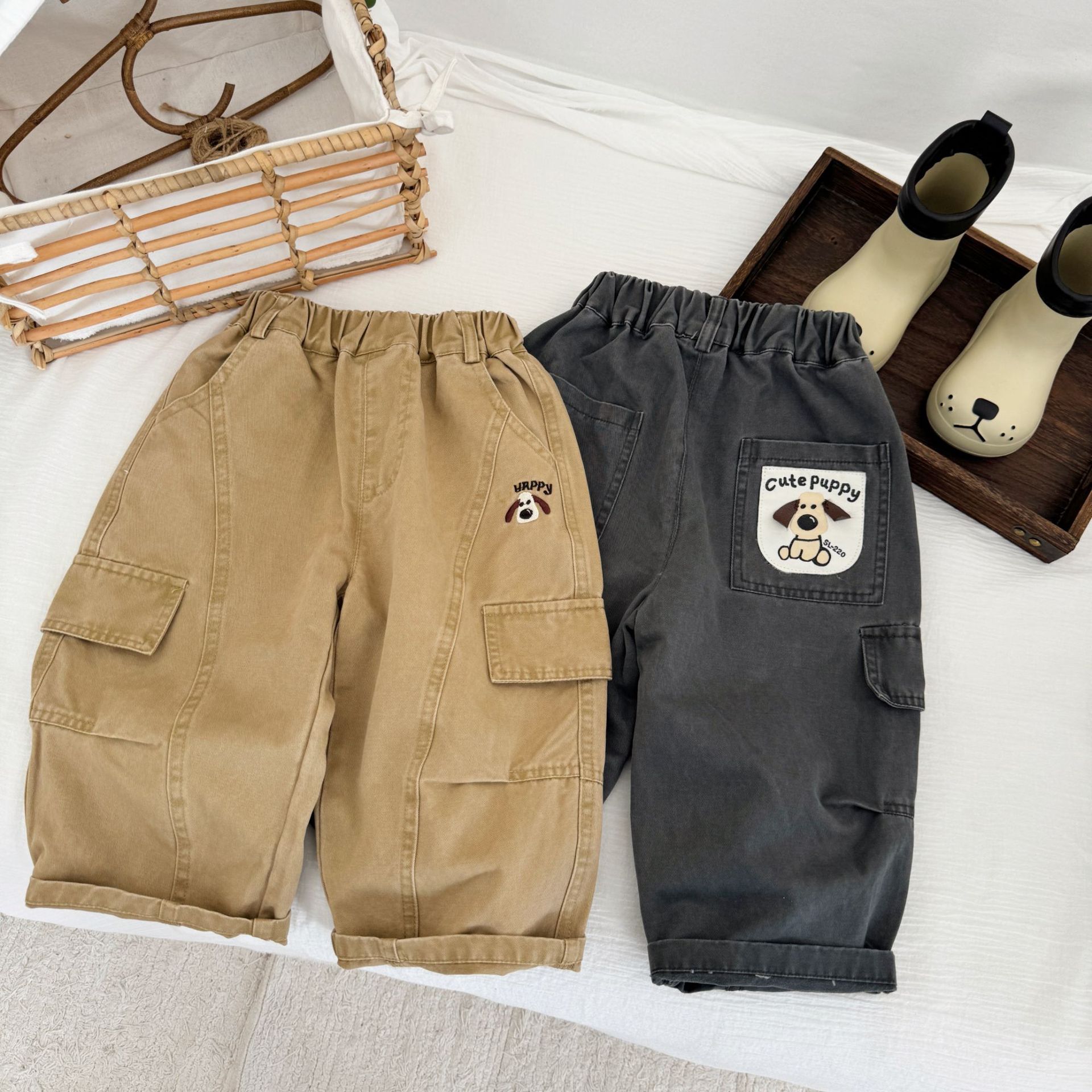 DailyBebe Kids CUTE PUPPY Pocket Pants