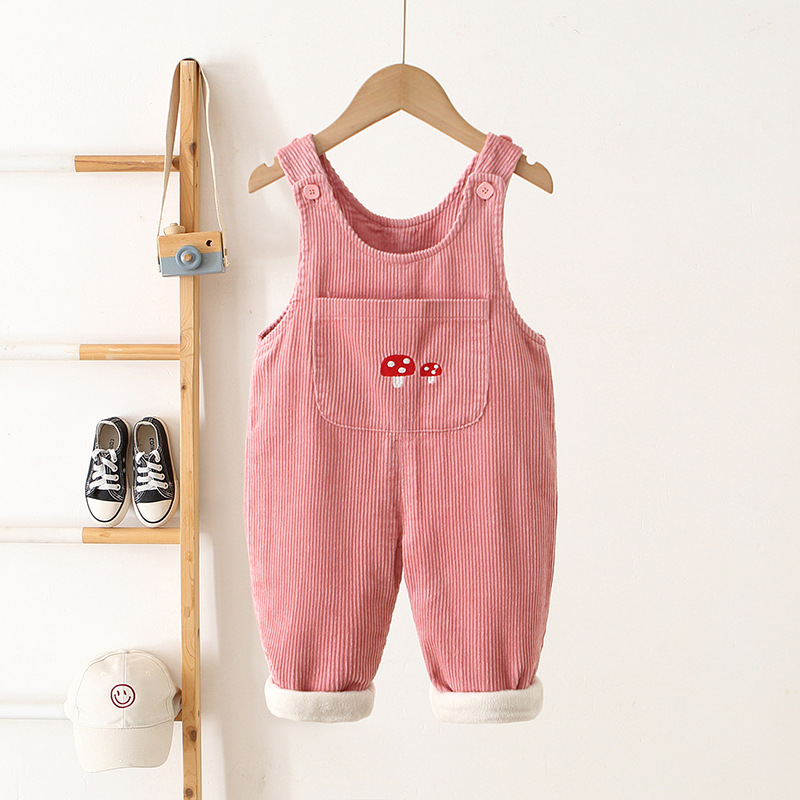 DailyBebe Kids Cartoon Mushroom Corduroy Overalls