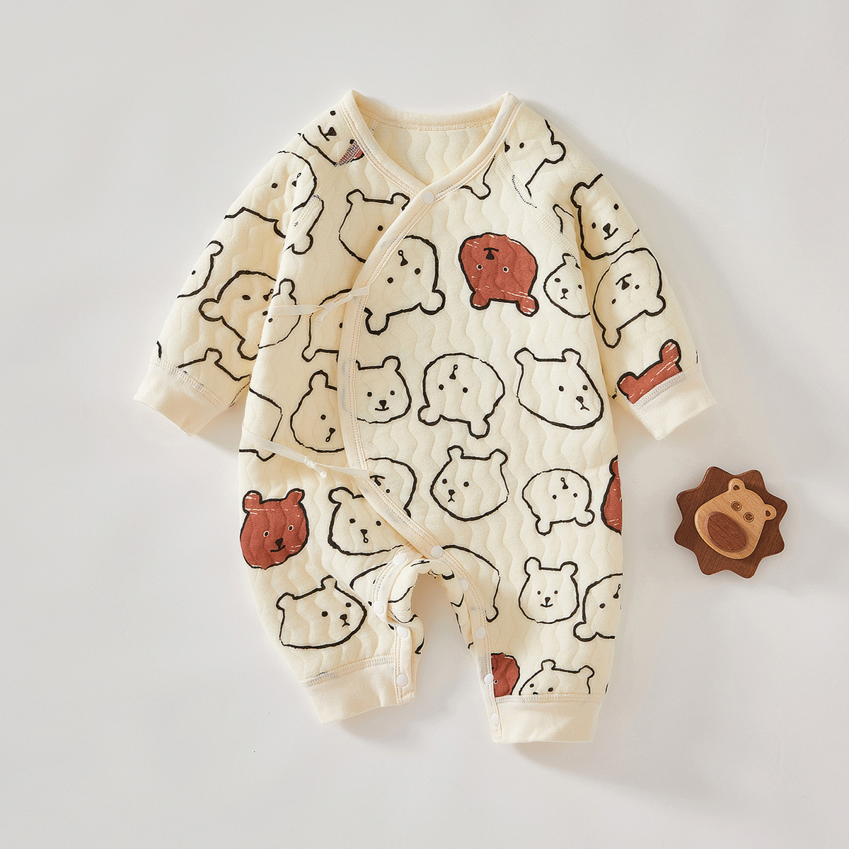 Baby Newborn Bear Quilted Romper