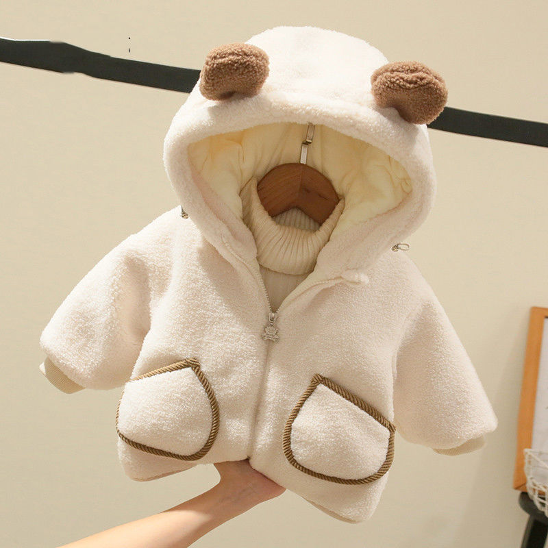 Baby Toddler Thicken Lambwool Hooded Jacket