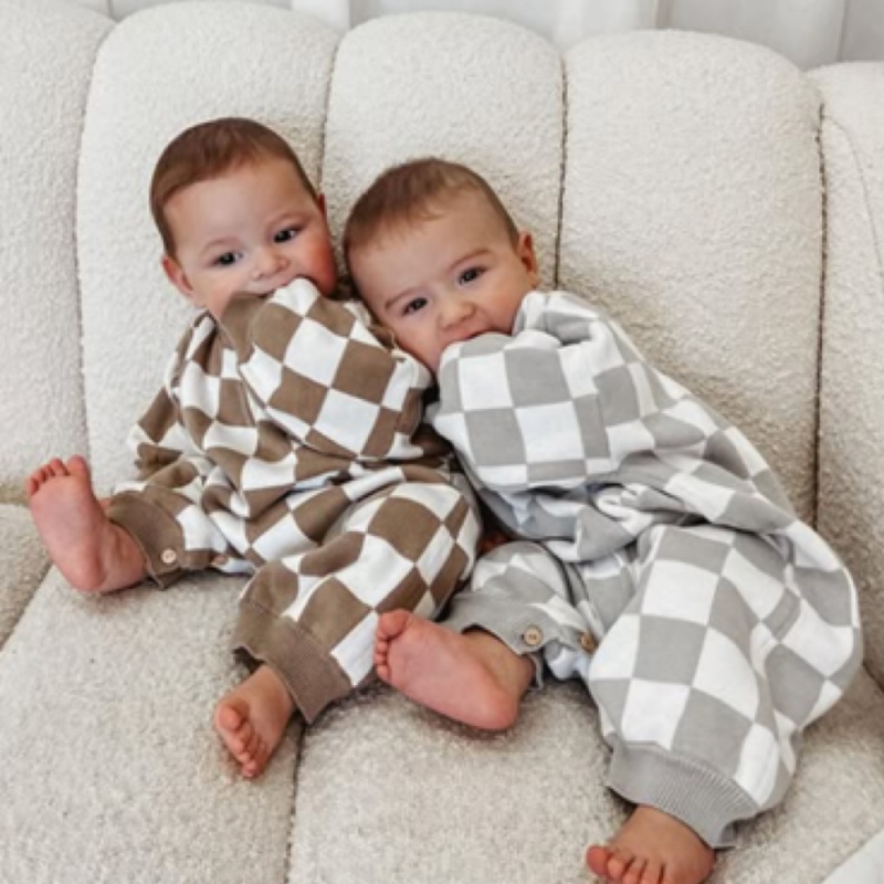 Baby Newborn Checkered Lightning Print Romper