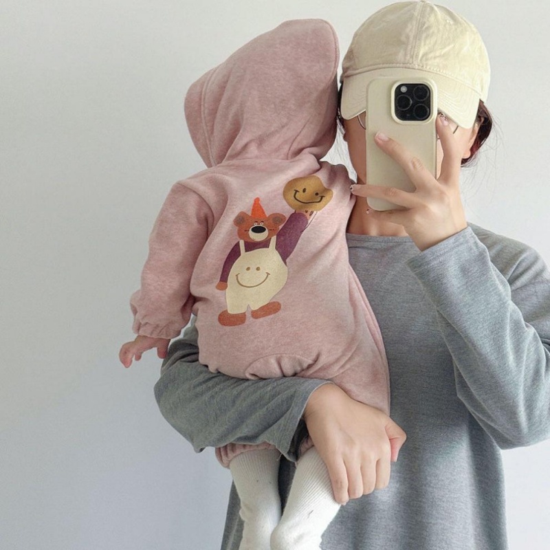 Baby Toddler Bear Print Hooded Romper