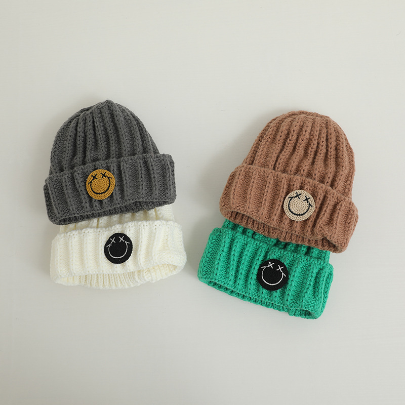 Baby Toddler Cute Smiley Solid Color Knit Hat