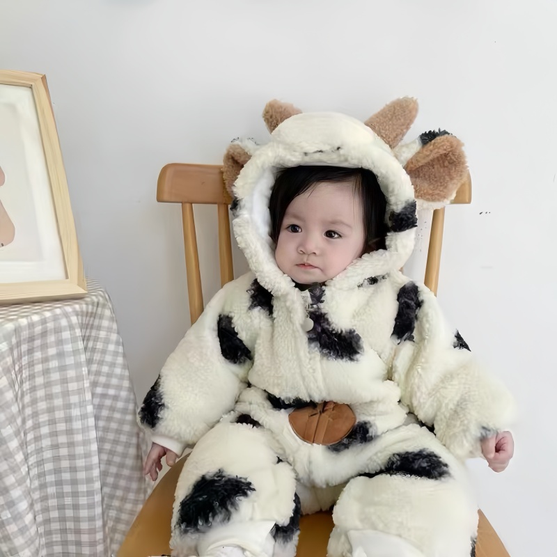 Baby Newborn Warm Cow Romper