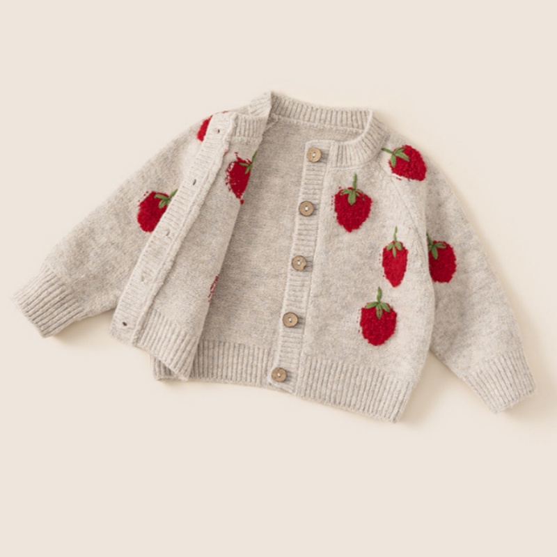 Toddler Girls Cute Strawberry Cardigan Sweater