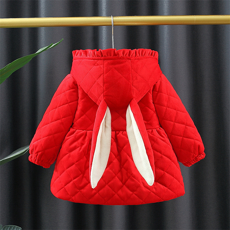 Toddler Girl Rabbit Pendant Padded Hooded Jacket