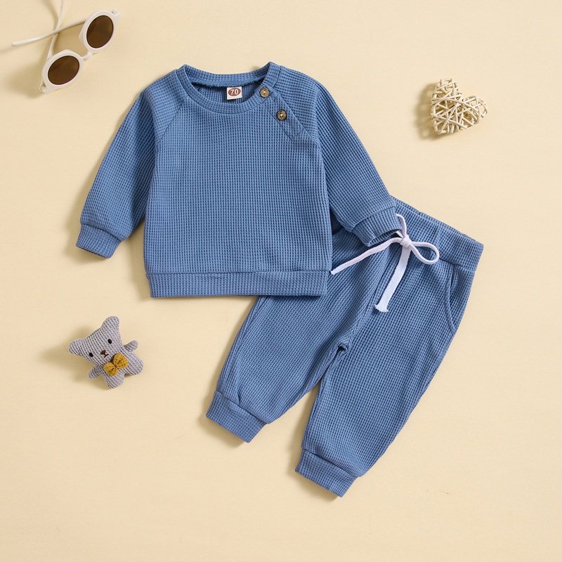 2-Piece Baby Toddler Waffle Sweatshirt Set
